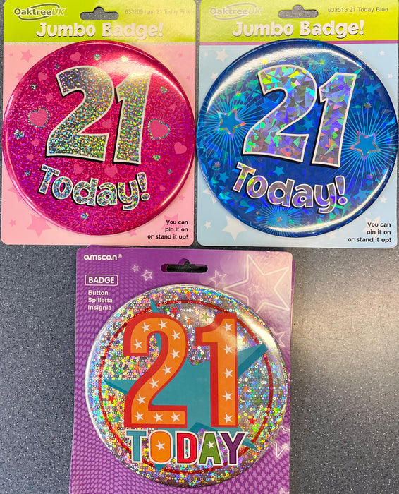 Jumbo 21st Birthday Badge The Ultimate Balloon And Party Shop Cheltenham & Gloucester Balloons & Fancy Dress 