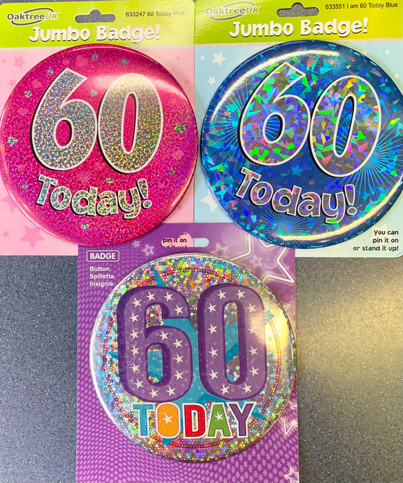 Jumbo 60th Birthday Badge The Ultimate Balloon And Party Shop Cheltenham & Gloucester Balloons & Fancy Dress 