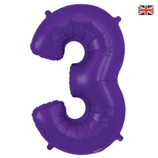 Large Number Purple 34” Foil Balloon - 3 The Ultimate Balloon And Party Shop Cheltenham & Gloucester Balloons & Fancy Dress 