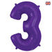 Large Number Purple 34” Foil Balloon - 3 The Ultimate Balloon And Party Shop Cheltenham & Gloucester Balloons & Fancy Dress 