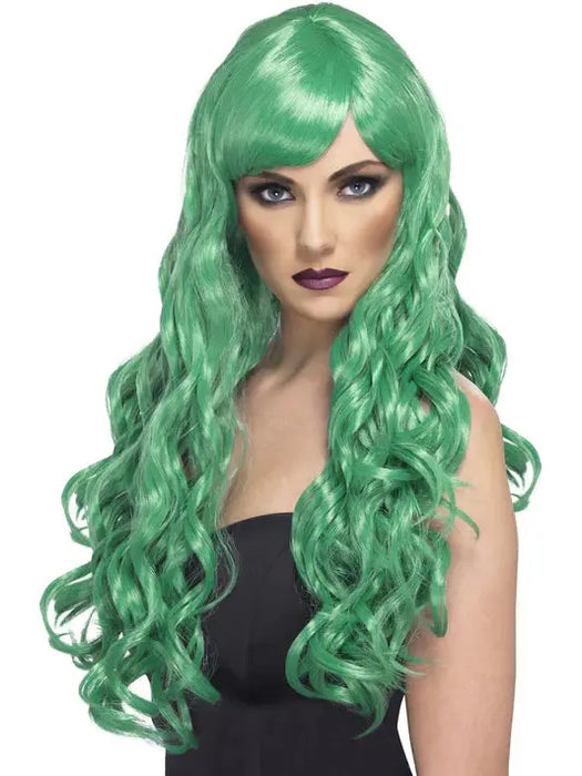Long Desire Wig - Green The Ultimate Balloon And Party Shop Cheltenham & Gloucester Balloons & Fancy Dress 