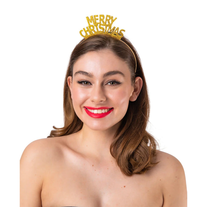 Merry Christmas Gold Headband The Ultimate Balloon And Party Shop Cheltenham & Gloucester Balloons & Fancy Dress 
