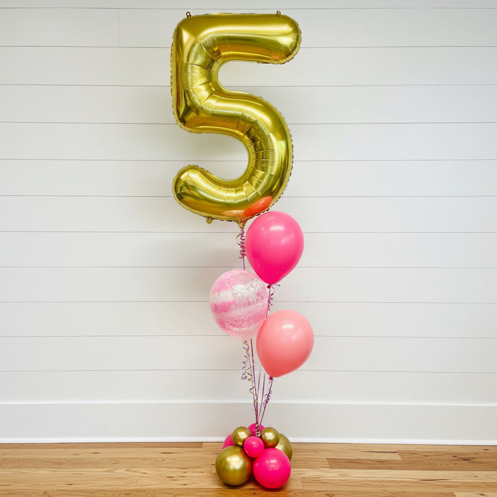 Mixed Number Balloon Display - Pinks & Gold The Ultimate Balloon And Party Shop Cheltenham & Gloucester Balloons & Fancy Dress 