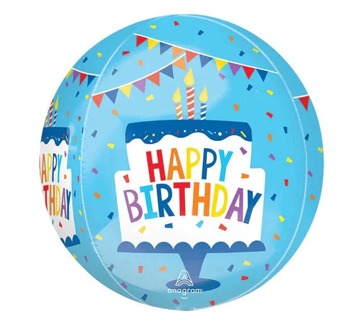 Orbz Birthday Foil Balloon - Blue Cake The Ultimate Balloon And Party Shop Cheltenham & Gloucester Balloons & Fancy Dress 