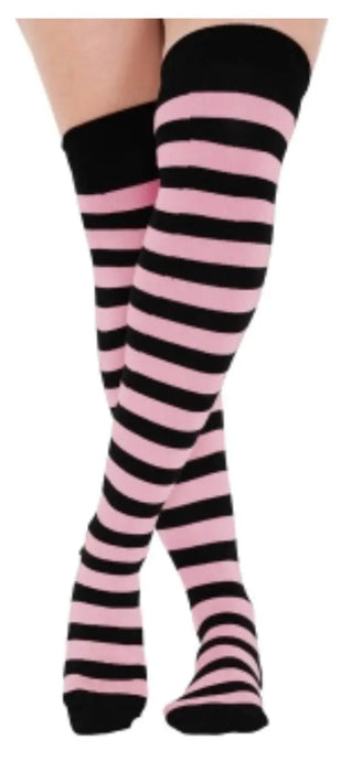Over The Knee Socks - Black & Pink The Ultimate Balloon And Party Shop Cheltenham & Gloucester Balloons & Fancy Dress 