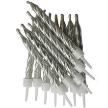 Spiral Cake Candles - Silver (12pk) The Ultimate Balloon And Party Shop Cheltenham & Gloucester Balloons & Fancy Dress 