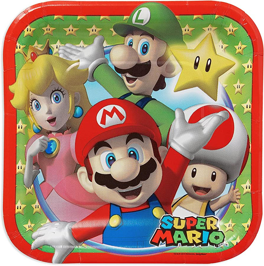 Super Mario Square Party Plates — The Ultimate Balloon And Party Shop