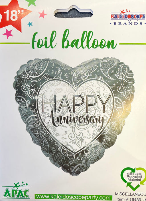 18" Foil Happy Anniversary Balloon - Silver