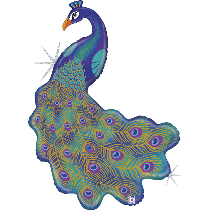 Large Glitter Peacock Printed Foil Balloon