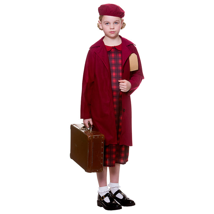 WW2 Evacuee Girl Costume (Red)