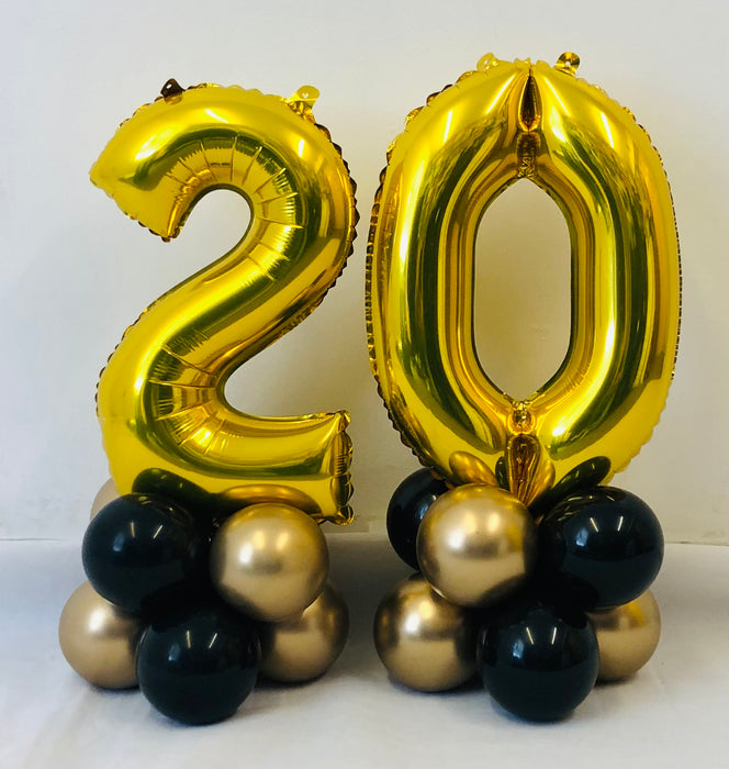 Mini Table Top Balloon Stacks - Black & Gold