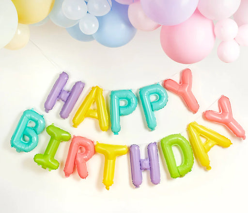 Happy birthday balloon banner - Pastel
