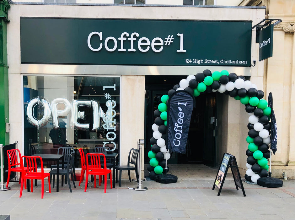 Corporate Coloured Spiral Balloon Arch - Bright