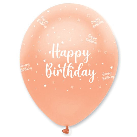 Happy Birthday Latex Balloons (6pk) - Rose Gold