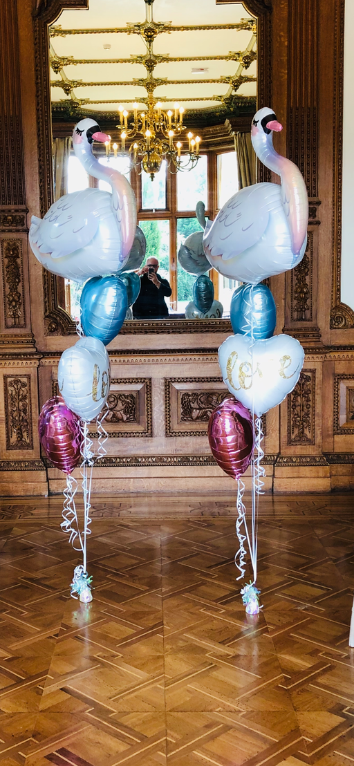 Swan Wedding Themed Foil Balloon Display