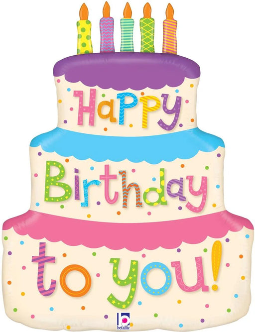 27" Foil Happy Birthday Large Balloon - Girly Cake