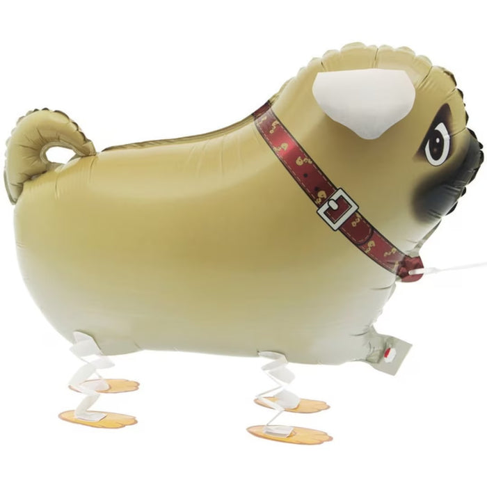 22” Foil Pug Dog Walker Balloon