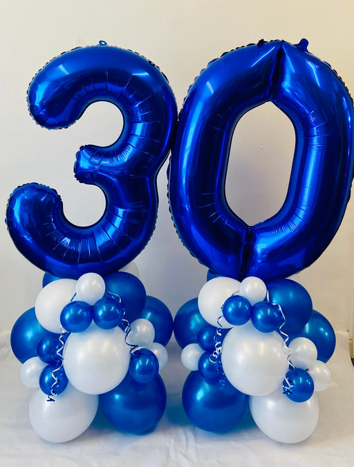 Age Balloon Stack - Double Number - Blue & White