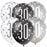 Age 30 Asst Birthday Balloons (6pk) - Black/White/Silver