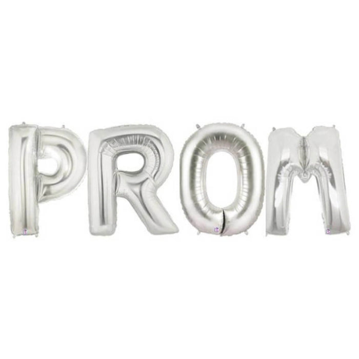 Mini Air Fill  Letters PROM Foil Balloons - Silver