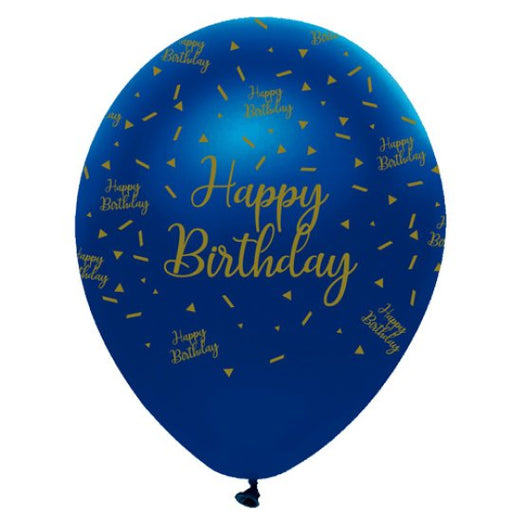 Happy Birthday Latex Balloons (6pk) - Blue