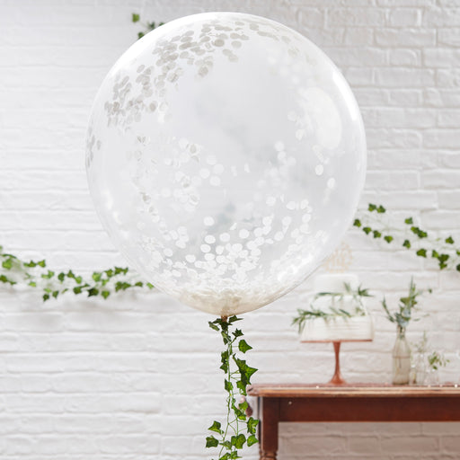 Large White Confetti Filled Balloons (3 Pack)