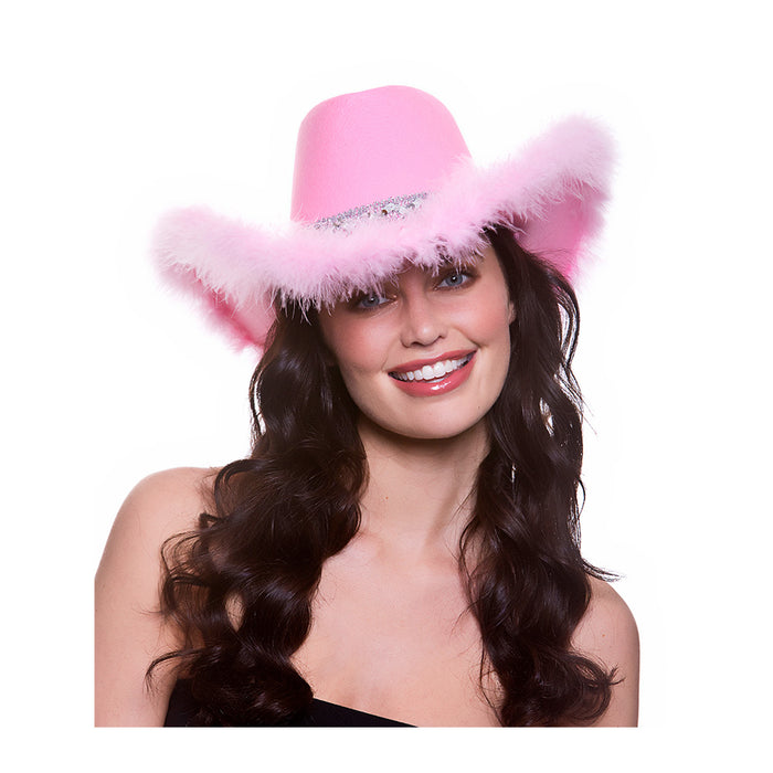 Texan Cowboy Hat - Pink Marabou