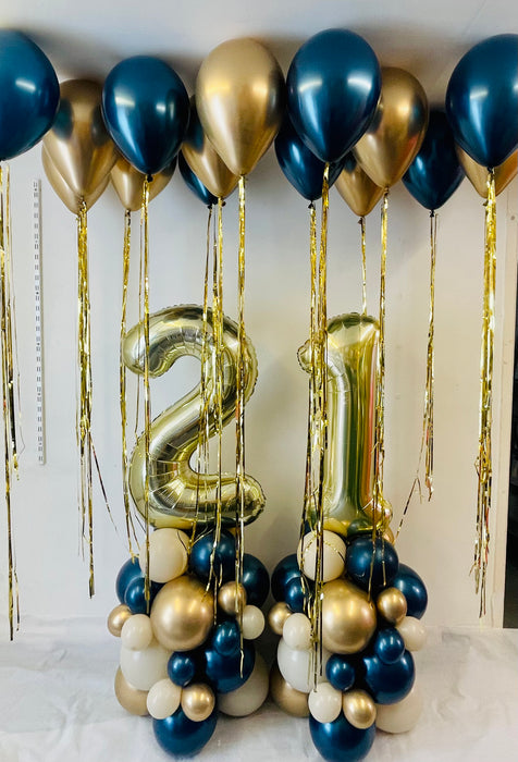 Age Balloon Stack - Double Number - Navy/Gold