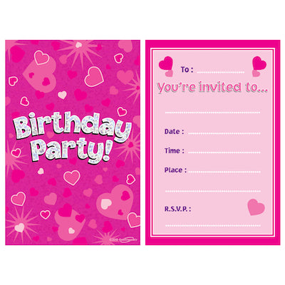 Holographic Party Invitations - Pink