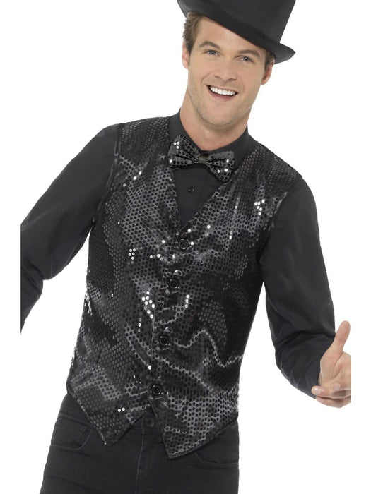 Sequin Men’s Waistcoat - Black