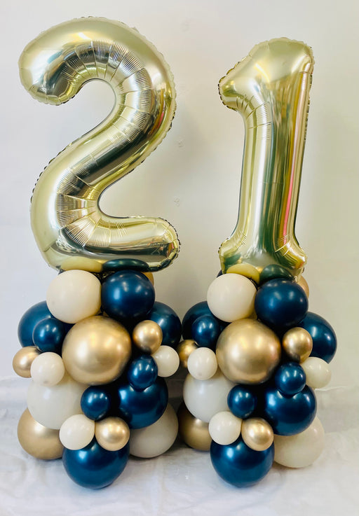 Age Balloon Stack - Double Number - Navy/Gold