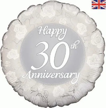 18" Foil Pearl 30th Anniversary Balloon