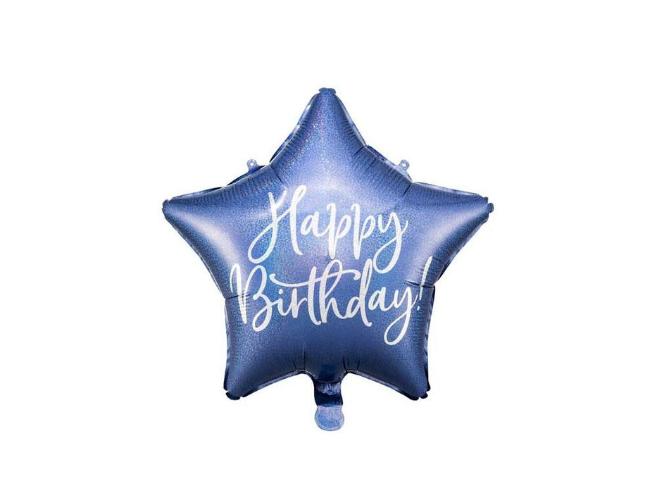 18" Foil Happy Birthday - Blue Glitz Star