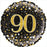 18" Foil Age 90 Balloon - Black & Gold Glitz