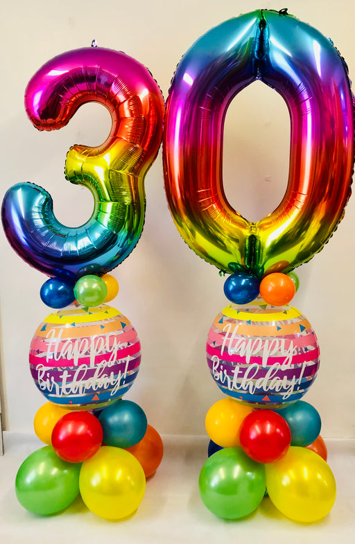 Age Number Bubble Balloon Stacks (Double) - Rainbow