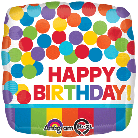 18" Foil Happy Birthday - Bright Dots - The Ultimate Balloon & Party Shop