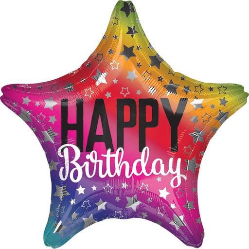 18" Foil Happy Birthday Star Glitz - The Ultimate Balloon & Party Shop