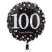 18" Foil Age 100 Black/Gold Dots Balloon - The Ultimate Balloon & Party Shop