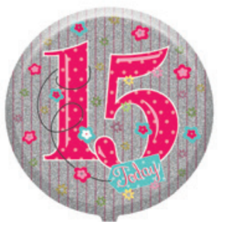 18" Foil Age 15 Girls Balloon - The Ultimate Balloon & Party Shop