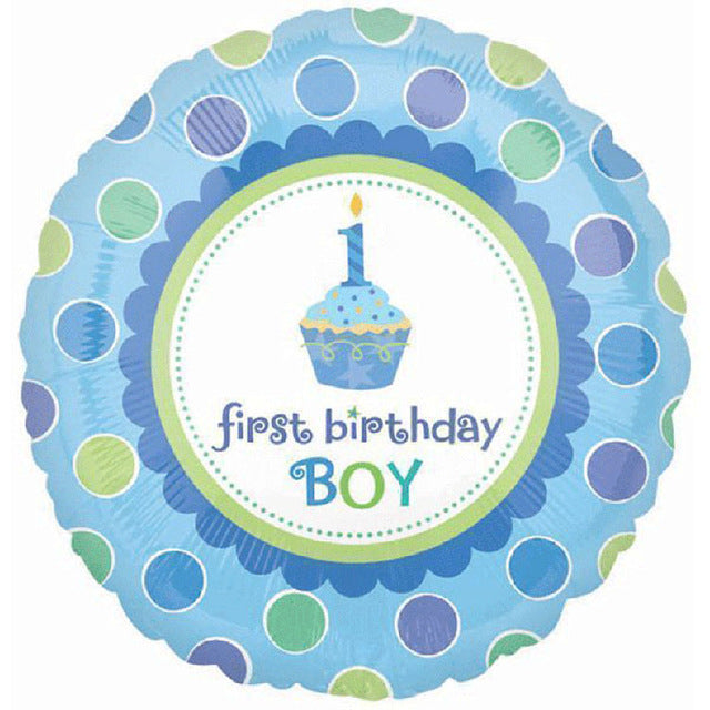 18" Foil Age 1 First Birthday Boy Balloon. - The Ultimate Balloon & Party Shop