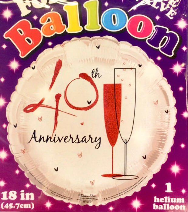 18" 40th Wedding Anniversary Balloon The Ultimate Balloon And Party Shop Cheltenham & Gloucester Balloons & Fancy Dress 