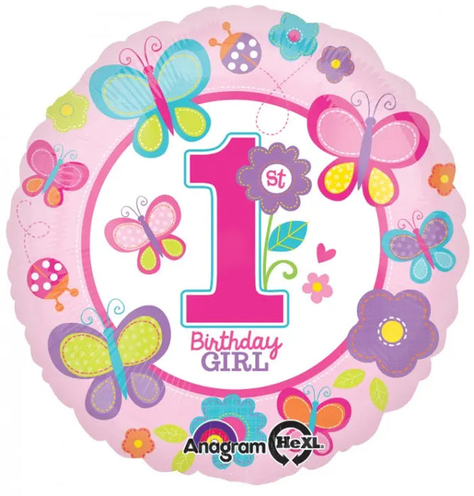 18" Foil 1st Birthday Girls Balloon The Ultimate Balloon And Party Shop Cheltenham & Gloucester Balloons & Fancy Dress 