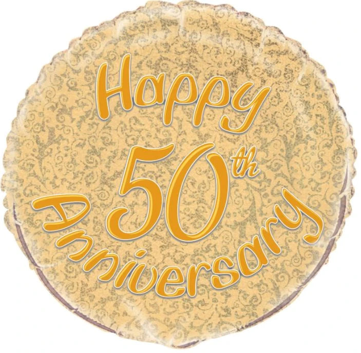 18" Foil 50th Golden Anniversary Balloon The Ultimate Balloon And Party Shop Cheltenham & Gloucester Balloons & Fancy Dress 