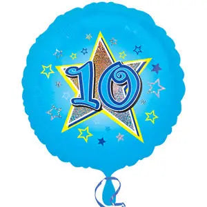 18" Foil Age 10 Balloon - Blue The Ultimate Balloon And Party Shop Cheltenham & Gloucester Balloons & Fancy Dress 