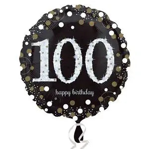 18" Foil Age 100 Black/Gold Dots Balloon The Ultimate Balloon And Party Shop Cheltenham & Gloucester Balloons & Fancy Dress 