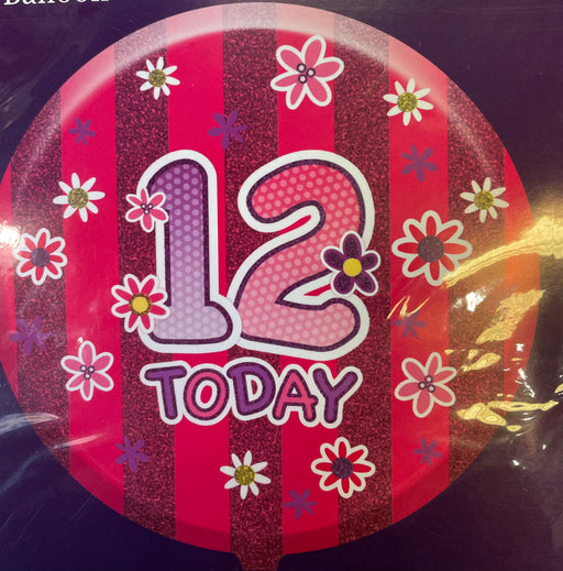 18" Foil Age 12 Balloon - Pink The Ultimate Balloon And Party Shop Cheltenham & Gloucester Balloons & Fancy Dress 