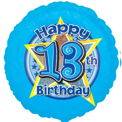 18" Foil Age 13 Blue Balloon The Ultimate Balloon And Party Shop Cheltenham & Gloucester Balloons & Fancy Dress 