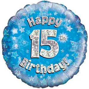 18" Foil Age 15 Balloon - Blue The Ultimate Balloon And Party Shop Cheltenham & Gloucester Balloons & Fancy Dress 