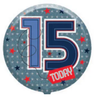 18" Foil Age 15 Boys Balloon The Ultimate Balloon And Party Shop Cheltenham & Gloucester Balloons & Fancy Dress 