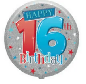 18" Foil Age 16 Balloon - Male The Ultimate Balloon And Party Shop Cheltenham & Gloucester Balloons & Fancy Dress 